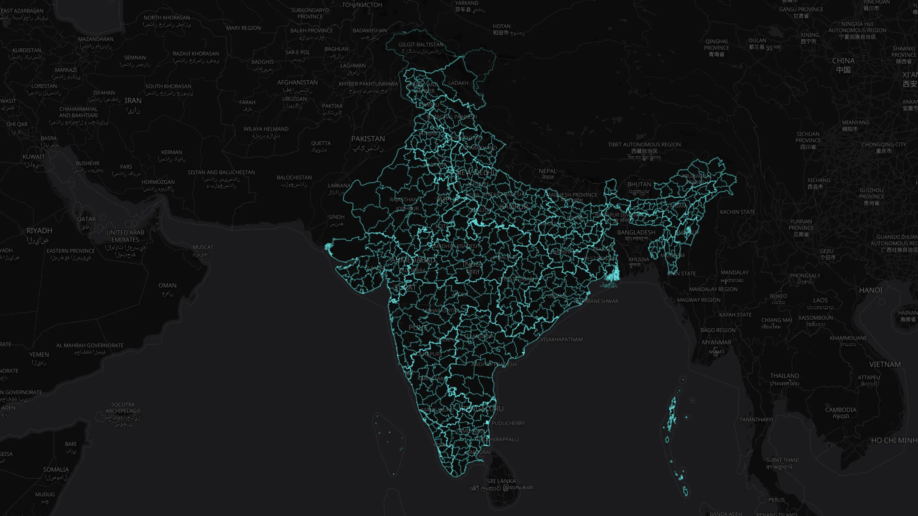 Spatial India districts boundary layer